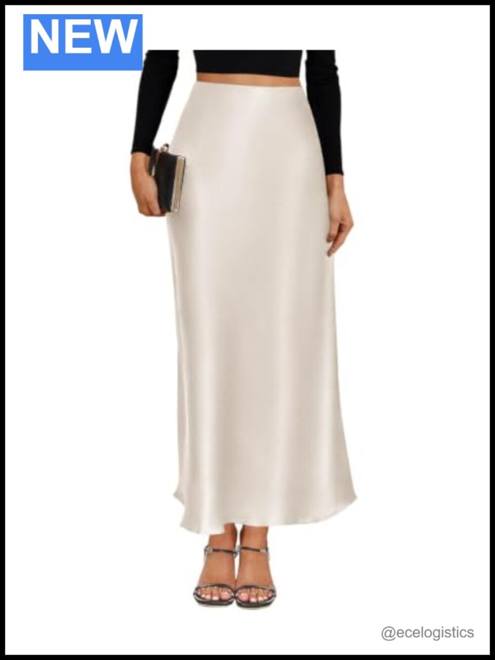 Satin High Waisted Maxi Skirt A-Line Long Silk Skirt for Women